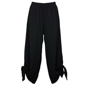 Wishlist Apparel Women's Medium Black Textured Tie-Hem Wide Leg Gaucho Pants